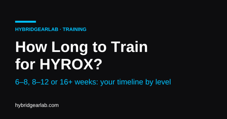 How long to train for HYROX: 6–8, 8–12 or 16+ weeks depending on your level — HybridGearLab training guide cover